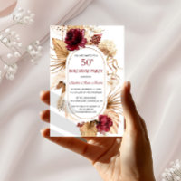 Burgundy Floral Pampas Grass Palm 50th Birthday