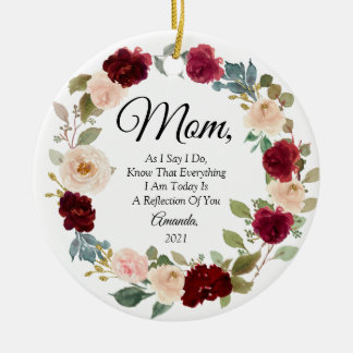 Burgundy Floral Personalised Mother of the Bride Ceramic Tree Decoration