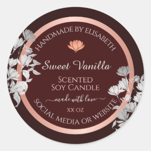 Burgundy Floral Product Packaging Labels Flowers