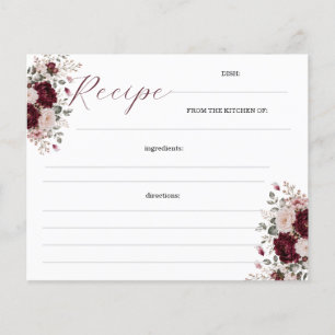 Burgundy Floral Recipe Cards