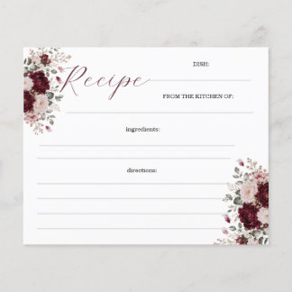 Burgundy Floral Recipe Cards