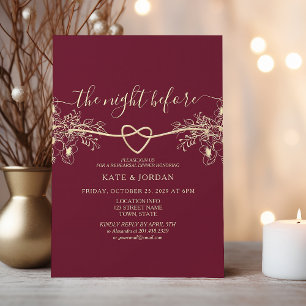 Burgundy Floral Rehearsal Dinner Invitation
