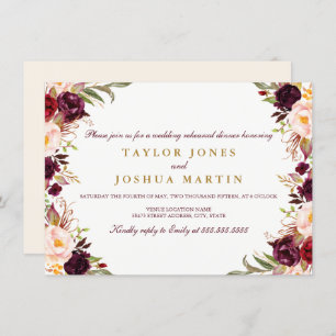 Burgundy Floral Rehearsal Dinner Invite