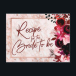 Burgundy Floral & Rose Gold Bridal Recipe Card<br><div class="desc">Burgundy Floral & Rose Gold Marbled Elegant Winter Wedding Bride Recipe Cards With trendy Hand Lettered Script font! ~ Check my shop to see the entire wedding collection with this design!</div>
