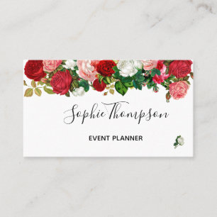 BURGUNDY FLORAL ROSES GARLAND FLOWER BUSINESS CARD