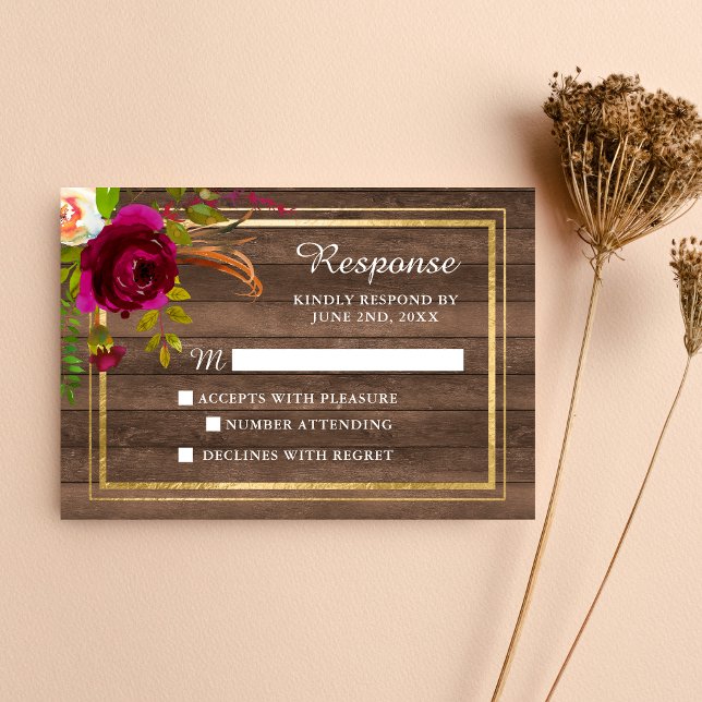 Burgundy Floral Rustic Gold Blush Rose Response (Creator Uploaded)