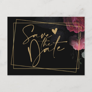 Burgundy  Floral Rustic Save the Date Announcement Postcard