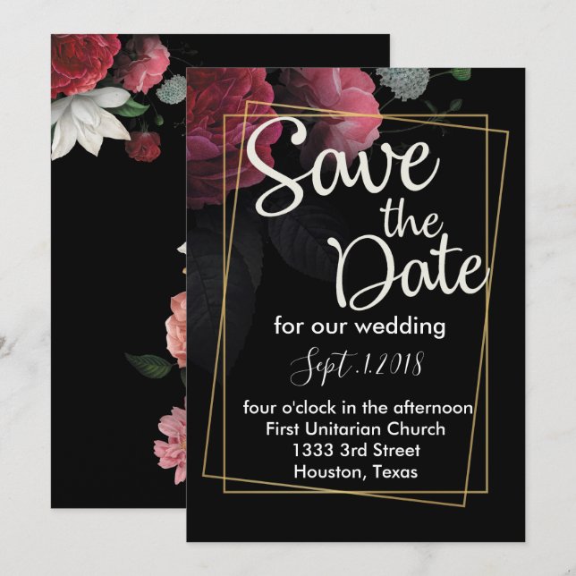 Burgundy  Floral Rustic save the date Invitation (Front/Back)