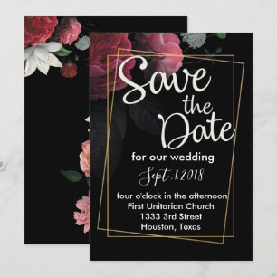 Burgundy Floral Rustic save the date Invitation