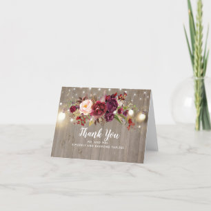 Burgundy Floral Rustic Wedding Thank You