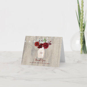 Burgundy Floral Rustic Wedding Thank You Card