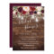 Burgundy Floral Rustic Wood Bridal Shower Invite