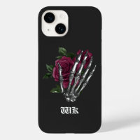 Burgundy Floral Skeleton Gothic
