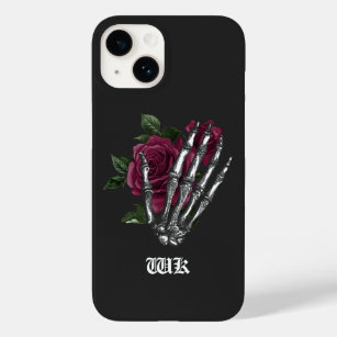 Burgundy Floral Skeleton Gothic Case-Mate iPhone 14 Case