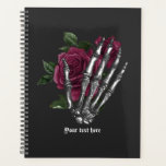 Burgundy Floral Skeleton Gothic Wedding Planner<br><div class="desc">Whimsical gothic burgundy floral skeleton hand and heart wedding planner customisable to your event specifics.</div>