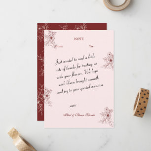 Burgundy Floral Thank You Note Card