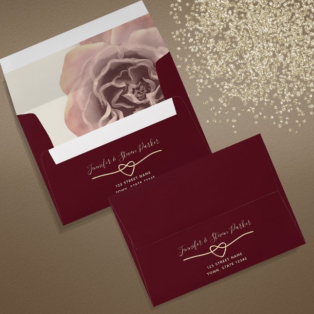 Burgundy Floral Watercolor Wedding Envelope (Creator Uploaded)