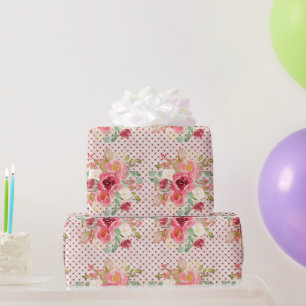Burgundy Floral Watercolour  Red Wine wedding  Wrapping Paper