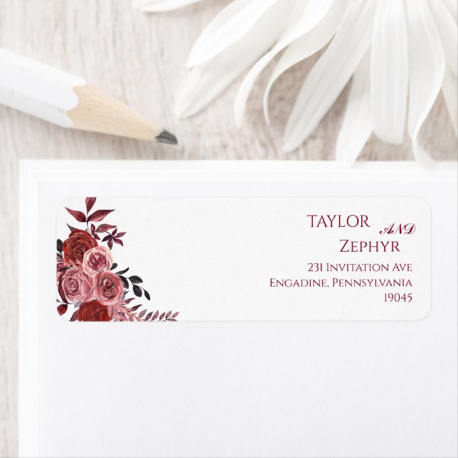 Burgundy Floral  Wedding Address  (Insitu)
