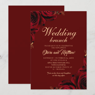 Burgundy Floral Wedding Brunch Invitation