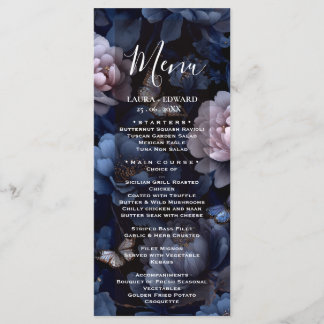 burgundy floral wedding design featuring rich wine menu