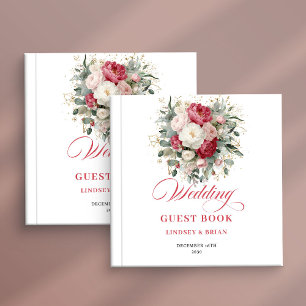 Burgundy floral wedding guest book sign printable