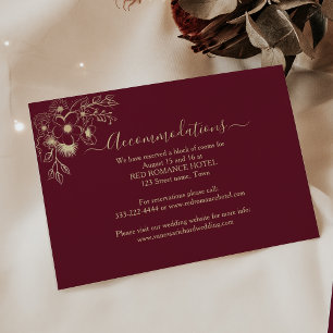 Burgundy Floral Wedding Hotel Info Card
