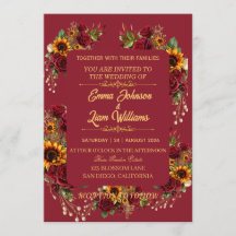 Burgundy Floral Wedding Invitation