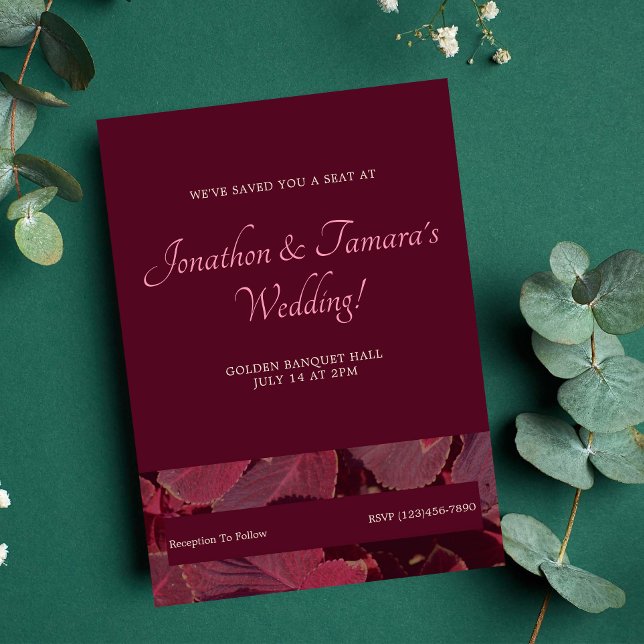 Burgundy Floral Wedding Invitation (Creator Uploaded)