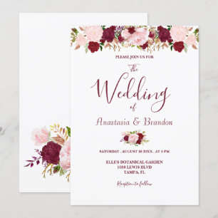Burgundy Floral Wedding Invitation