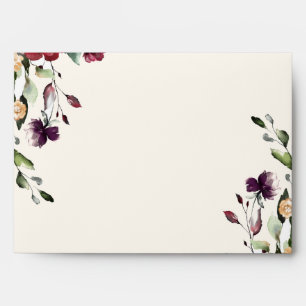 Burgundy Floral Wedding Invitation Envelope