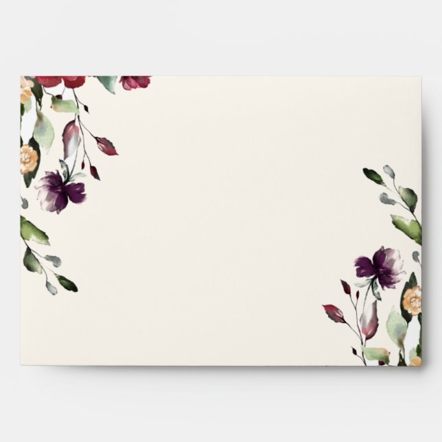 Burgundy Floral Wedding Invitation   Envelope (Front)