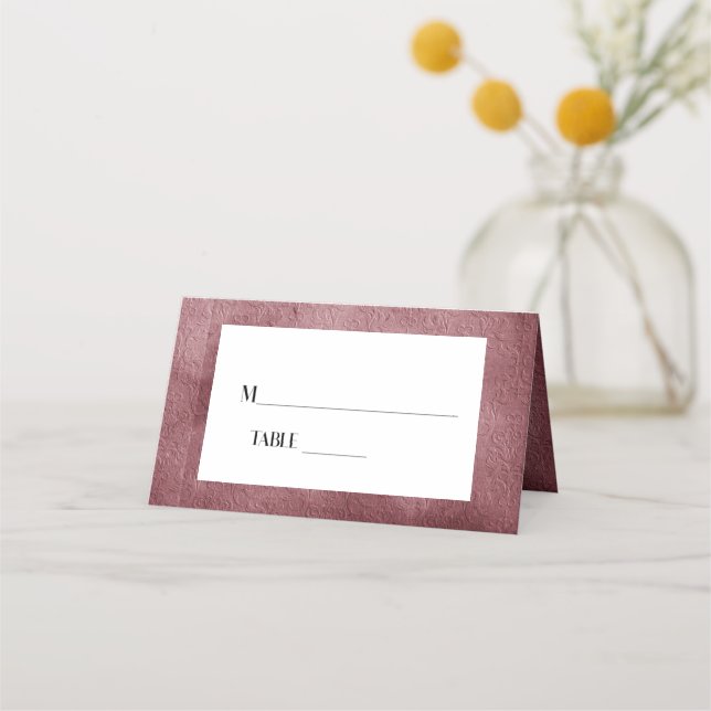 Burgundy Floral Wedding Reception Placecards (Front)