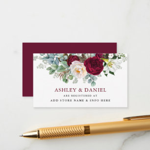 Burgundy Floral Wedding Registry Insert Card