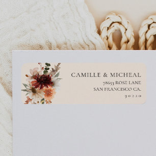 Burgundy Floral Wedding Return Address