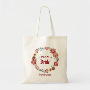Burgundy Floral Wedding Wreath Tote Bag