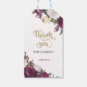 Burgundy Floral WeddingThank You Gift Tags