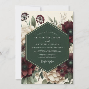 Burgundy Floral Whimsy Wedding Invitation