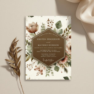 Burgundy Floral Whimsy Wedding Invitation