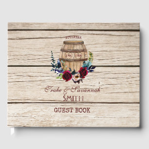 Burgundy Floral Wine Barrel Fall Wedding Guest Book
