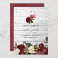 Burgundy Floral Wine Tasting Wedding Photo