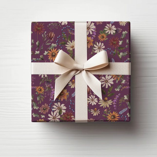Burgundy Floral Wrapping Paper (Burgundy Floral Wrapping Paper
)