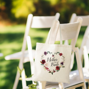 Burgundy Floral Wreath Mother of the Bride Tote Bag