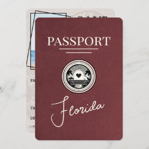 Burgundy Florida Passport Save The Date