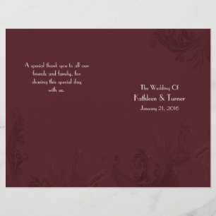 Burgundy Flourish Wedding Program