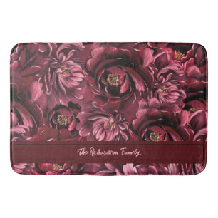 Burgundy Flower Elegance Bath Mat