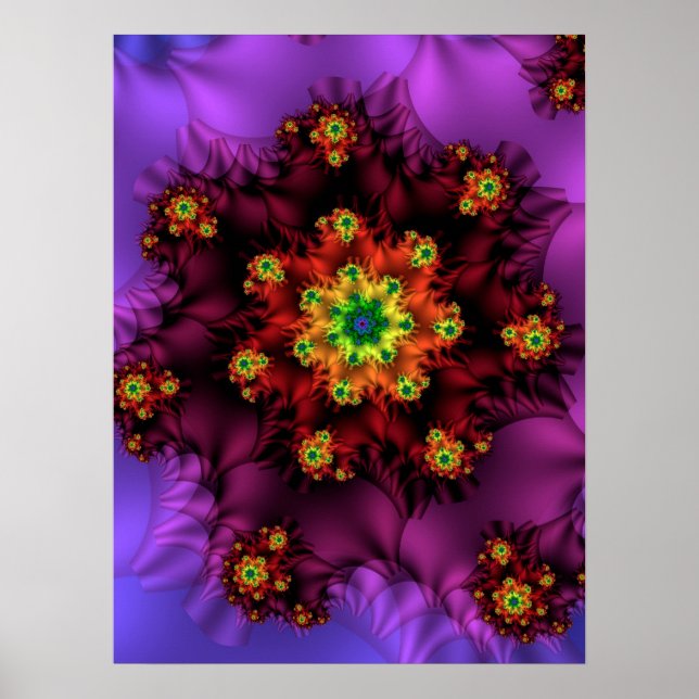 Burgundy Flower Fractal Design Poster (Front)