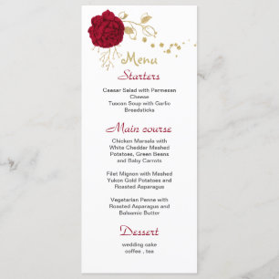 burgundy flower gold &white wedding menu