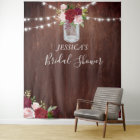 Burgundy Flower Mason Jar Bridal Shower Wood