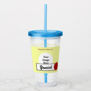 Burgundy Flower Ribbon by Kenneth Yoncich Acrylic Tumbler